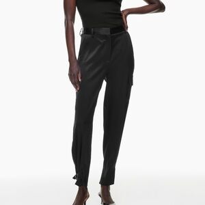 Aritzia Babaton refined cargo satin pants in black size 8